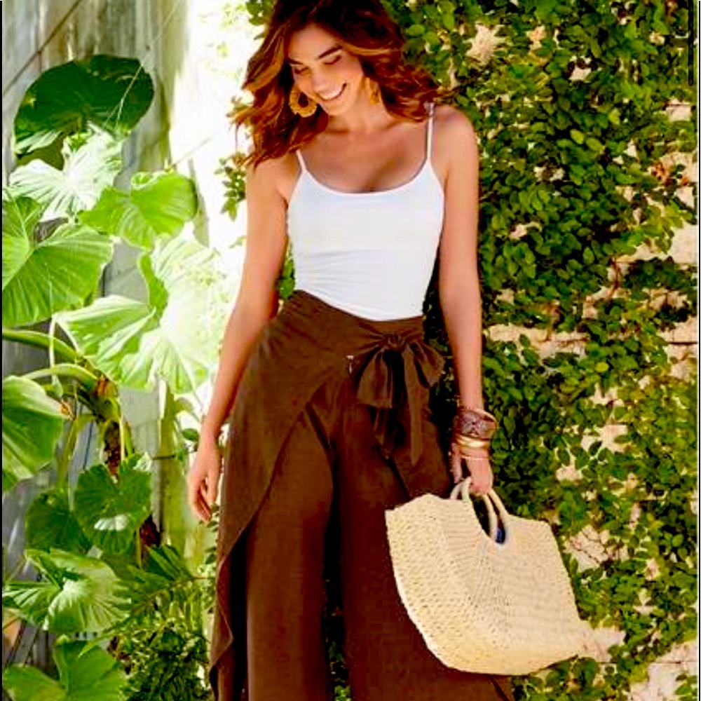 Tie over belt pants